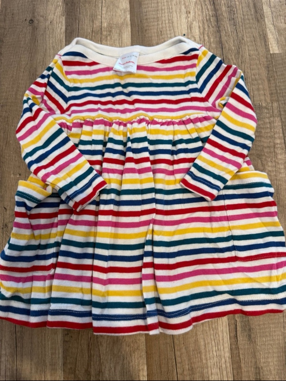 Girls' Long-Sleeve Rainbow Stripe Knit Dress - Multi